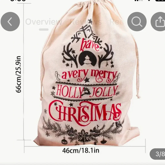 Christmas Santa Claus Print Drawstring Gift Bag - New in package - Picture 2 of 3